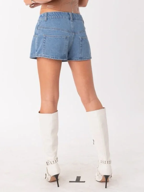 Edikted Blue Denim Mini Skort Size M - Picture 2 of 10